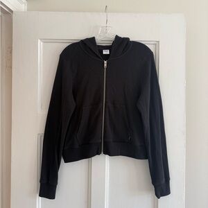 Aritzia TNA Black Ribbed Zip Hoodie